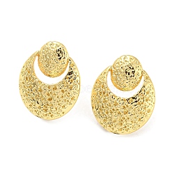 Rack Plating Brass Hammered Geo Shape Stud Earrings for Women, Lead Free & Cadmium Free, Long-Lasting Plated, Real 18K Gold Plated, 18x14.5mm(EJEW-F326-26G)