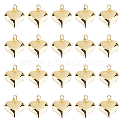 20Pcs Brass Pendants, Heart Charms, with Jump Ring, Golden, 17x16x6mm, Hole: 3mm(KK-HS0002-15)