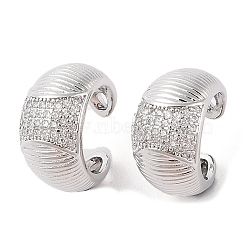 Rack Plating Brass Micro Pave Clear Cubic Zirconia Cuff Earrings for Women, Cadmium Free & Lead Free, Long-Lasting Plated, C-Shaped, Platinum, 15x9mm(EJEW-G394-03P)