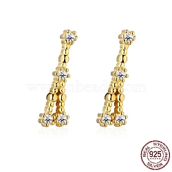Cubic Zirconia Constellation Stud Earrings, Golden 925 Sterling Silver Earrings, Cancer, 12x3.5mm(EJEW-P231-90G-04)