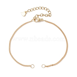 Brass Bracelet Makings, with Curb Chain, Real Platinum Plated, 6-3/4 inch(17cm)(AJEW-JB01278-01)