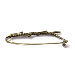 Alloy Tree Branch Safety Brooch Pin, Lapel Pin for Shawls Skirts Sweaters, Antique Bronze, 80x20x9mm(JEWB-WH0026-13AB)