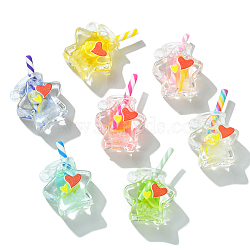 Luminous Acrylic Pendants, Coffee Cup, Star, Glow in the Dark, Mixed Color, 17x22x11mm, Hole: 1.5mm, 30pcs/bag(OACR-CJ0001-45)