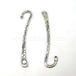 Tibetan Style Bookmark, Lead Free and Cadmium Free, Antique Silver, 125x23mm, Hole: 3mm(LF1679Y)