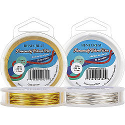 Round Copper Wire for Jewelry Making,Silver & Gold,Mixed Color,18 Gauge,1mm,1roll/color,2 rolls/set(CWIR-BC0002-04)
