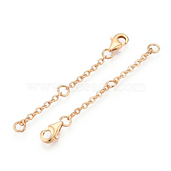 Brass Cable Chain Chain Extender, End Chains with Lobster Claw Clasps, Real 18K Gold Plated, 55x2mm(KK-ZX024-35G-B)