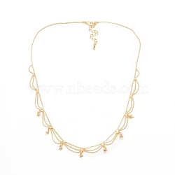 Brass Bib Necklace Making, with Cup Peg Bails, Lobster Claw Clasps & Extender Chain, for Half Drilled Beads, Cadmium Free & Nickel Free & Lead Free, Real 18K Gold Plated, 15-1/8 inch(38.5cm), Pin: 0.9mm(KK-N216-549)