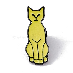 Cat Initial Letter Enamel Pin, Electrophoresis Black Alloy Cartoon Brooch for Backpack Clothes, Letter.I, 30x12x2mm, Pin: 1.2mm(JEWB-A005-27-I)