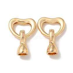 Brass Fold Over Clasps, Heart, Real 18K Gold Plated, 19mm, Heart: 11x13x2mm, Clasp: 12x6x5, hole: 3mm.(KK-K378-08G)