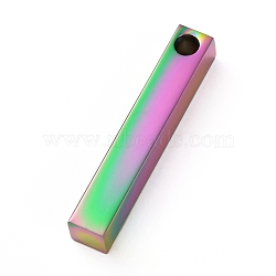 Ion Plating(IP) 304 Stainless Steel Pendant, Bar/Rectangle, Rainbow Color, 30x5x5mm, Hole: 3mm(STAS-A048-02A-MT)
