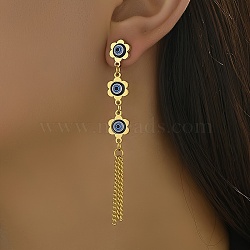 Exaggerated Evil Eye Stud Earrings, Retro Tassel Dangles, Fashionable Gift Accessory, Golden, 85mm(NJ7081)