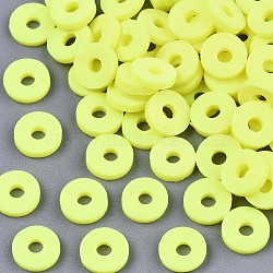 Handmade Polymer Clay Beads, for DIY Jewelry Crafts Supplies, Disc/Flat Round, Heishi Beads, Yellow, 6x1mm, Hole: 2mm, about 23500pcs/1000g(CLAY-Q251-6.0mm-95)