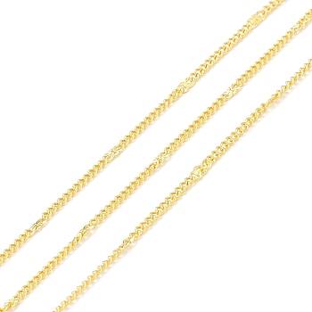 Brass Curb Chains, Long-Lasting Plated, with Spool, Cadmium Free & Lead Free, Soldered, Real 18K Gold Plated, link: 4x1.5x0.5mm and 1.5x1.5x0.5mm, about 32.8 Feet(10m)/roll