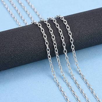 3.28 Feet 201 Stainless Steel Cable Chains, for DIY Jewelry Making, Unwelded, Oval, Stainless Steel Color, 3x2x0.5mm