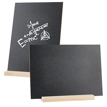 Nbeads 2 Sets Mini Chalkboard Signs with Wood Base Stand, Message Boards, for Resetaurant, Hotel, Bar Tabletop, Vertical Rectangle, Black, 149~210x45~150x5~12mm, 2pcs/set