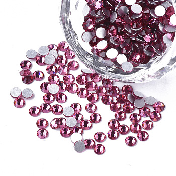 Glass Rhinestone Flat Back Cabochons, Back Plated, Faceted, Half Round, Rose, SS6, 1.9~2x1mm, about 1440pcs/bag