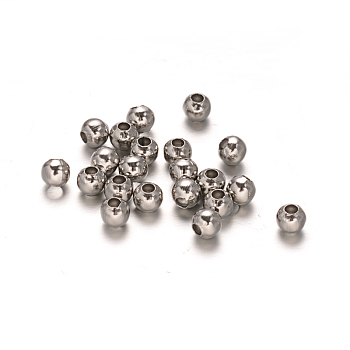 Round 304 Stainless Steel Spacer Beads, Stainless Steel Color, 5mm, Hole: 1.5mm