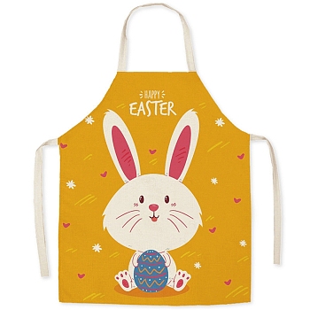 Cute Easter Rabbit Pattern Polyester Sleeveless Apron, with Double Shoulder Belt, for Household Cleaning Cooking, Cerise, 680x550mm
