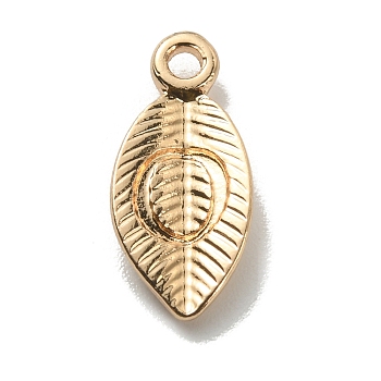 Alloy Pendants, Leaf with Letter Charm, Light Gold, Letter.O, 15.5x7.5x2.5mm, Hole: 1.5mm