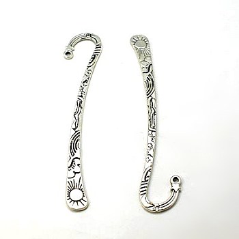 Tibetan Style Bookmark, Lead Free and Cadmium Free, Antique Silver, 125x23mm, Hole: 3mm