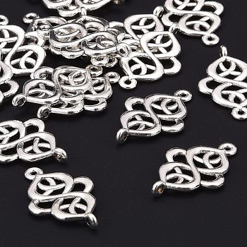 Alloy Links connectors, Lead Free and Cadmium Free, Antique Silver, 28x18x2mm, Hole: 1.5mm