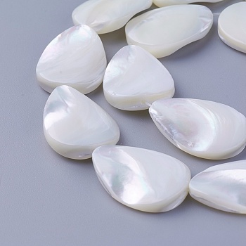 Shell Beads Strands, teardrop, 25x17.8~18x4.5~5.5mm, Hole: 0.8mm, about 16pcs/strand, 15.78 inch(40.1cm)
