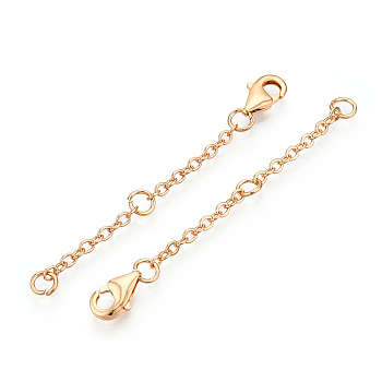 Brass Cable Chain Chain Extender, End Chains with Lobster Claw Clasps, Real 18K Gold Plated, 55x2mm