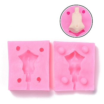 Silicone Body Mold Fondant, for DIY Cake Fondant, Epoxy Resin, Doll Making, Polymer Clay Mould Supplies, Pearl Pink, 58x48x27mm