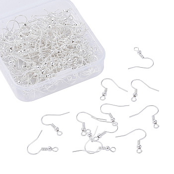 Iron Earring Hooks, Ear Wire, with Horizontal Loop, for Dangle Earring Making, Silver, 18x0.8mm, 20 Gauge, Hole: 2mm, 200pcs/box