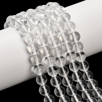 Natural Quartz Crystal Beads Strands, Rock Crystal, Round, 8~8.5mm, Hole: 1mm, about 49~50pcs/strand, 15.08 inch(38.3cm)