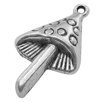 Tibetan Style Alloy Pendants, Lead Free, Nickel Free and Cadmium Free, Antique Silver, Mushroom, about 30mm long, 17.5mm wide, 5.5mm thick, hole: 1.5mm