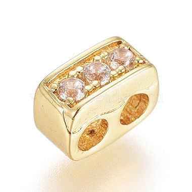 Real 18K Gold Plated Clear Cuboid Brass+Cubic Zirconia Slide Charms