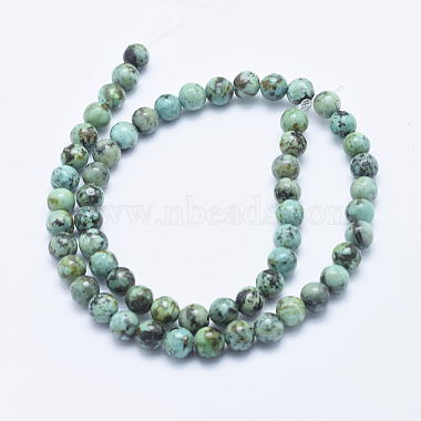 Brins de perles turquoises africaines naturelles (jaspe)(G-E444-47-6mm)-2