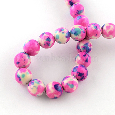 Dyed Natural Ocean White Jade Round Bead Strands(G-R295-10mm-10)-2