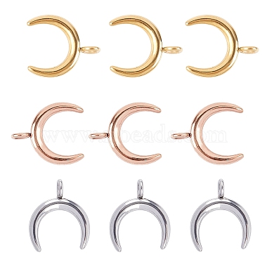 Mixed Color Moon 304 Stainless Steel Pendants