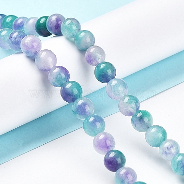 Faceted Rondelle Dyed Natural White Jade Bead Strands(G-D073-01E)-2