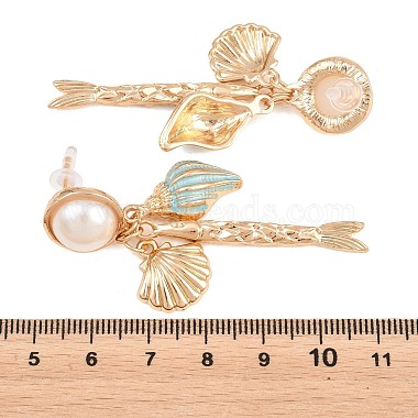 Alloy Enamel with Plastic Pearls Stud Earrings(EJEW-Z172-05G-02)-3