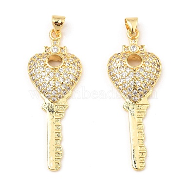 Real 16K Gold Plated Clear Key Brass+Cubic Zirconia Pendants