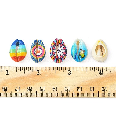 40Pcs 5 Styles Printed Natural Cowrie Shell Beads(SHEL-FS0001-05)-5