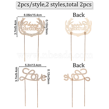 craspire 2piezas 2 estilos de adornos para tartas de aleación y diamantes de imitación(AJEW-CP0001-44KCG)-2