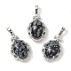 Pendentifs ovales en obsidienne flocon de neige naturel(G-NH0025-15P-19)-1