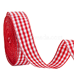 2 Rolls Polyester Ribbon, Tartan Ribbon, Pale Violet Red, 5/8"(16mm), about 10m/roll(OCOR-GF0004-10)
