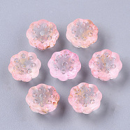 Two Tone Transparent Spray Painted Glass Beads, with Golden Foil, Seedpod of the Lotus, Pink, 11x6mm, Hole: 1.4mm(X-GLAA-N035-06A-G02)