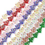 Handmade Bumpy Glass Beads Strands, Dyed & Heated, Dyed & Heated, with Enamel, Christmas Trees, Mixed Color, 16~16.5x14.5~15x7~7.5mm, Hole: 1.2mm, about 22pcs/strand, 13.98~14.17 inch(35.5~36cm)(LAMP-F032-08)
