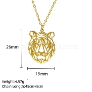 Real 18K Gold Plated Stainless Steel Pendant Necklace, Origami Animal, Tiger, 17.72 inch(45cm), Pendant: 26x19mm(GF1493-06)
