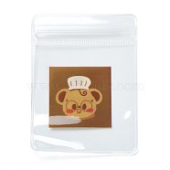 Rectangle Plastic Zip Lock Candy Bag, Storage Bags, Self Seal Bag, Top Seal, Bear Pattern, 8x6x0.2cm(OPP-M004-03D)