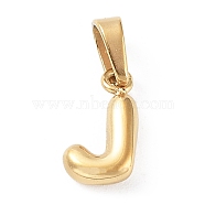 316L Surgical Stainless Steel Charms, Letter Charm, Golden, Letter J, 10x5.5x2.5mm, Hole: 2.5x4.5mm(STAS-G315-01G-J)
