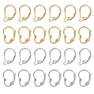 24Pcs 4 Styles Brass Leverback Earring Findings, Real 24K Gold Plated & 925 Sterling Silver Plated, Golden & Silver, 6pcs/style(KK-SZ0001-49)