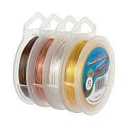 BENECREAT 4 Rolls 4 Colors Round Copper Craft Wire, Mixed Color, 26 Gauge, 0.4mm, about 60m/roll, 1 roll/color(CWIR-BC0006-20)
