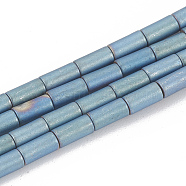 Electroplate Non-magnetic Synthetic Hematite Beads Strands, Matte Style, Column, Blue Plated, 4x2mm, Hole: 0.8mm, about 90pcs/strand, 15.7 inch(G-T061-139A)